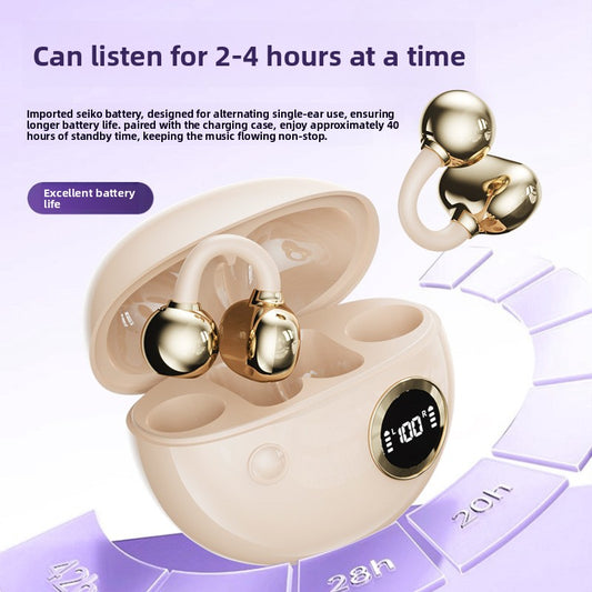 Clip-On Bone Conduction Bluetooth Earphones with Digital Display