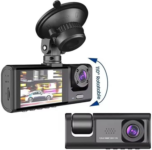 3 Channel 1080P HD Dash Cam Front, Rear & Inside with 64GB Memory Card